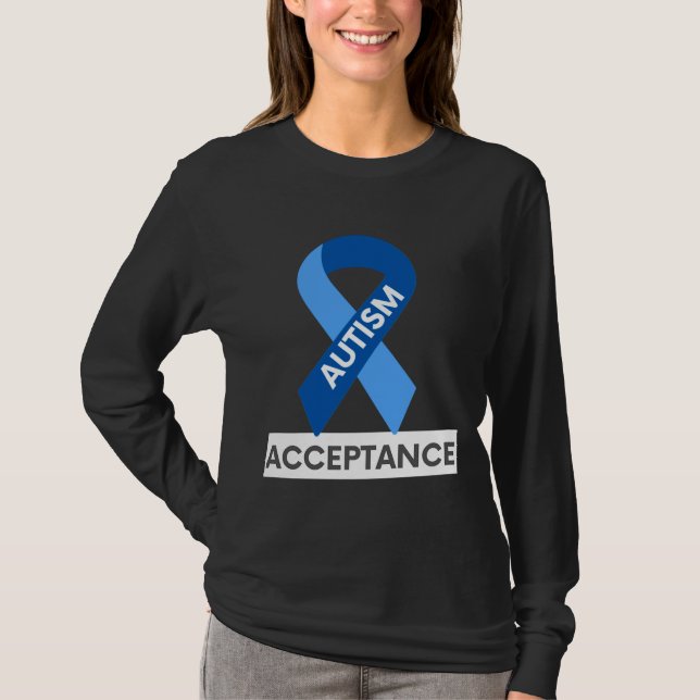 Camiseta Autismo Aceitação Azul Fita (Frente)