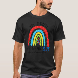 Camiseta Autismo Agita Arco-íris Em Abril Nós Usamos Azul A