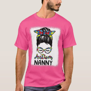 Camiseta Autismo ama Messy Bun Explodiu Autismo Consciência