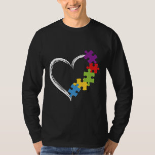 Camiseta Autismo-Amor Fita Quebra-cabeça do Coração Autismo