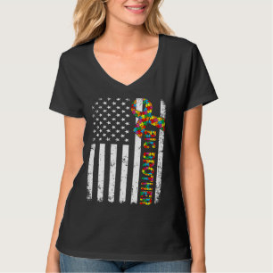 Camiseta Autismo angustiado Grande Irmão Americano Flag Fam