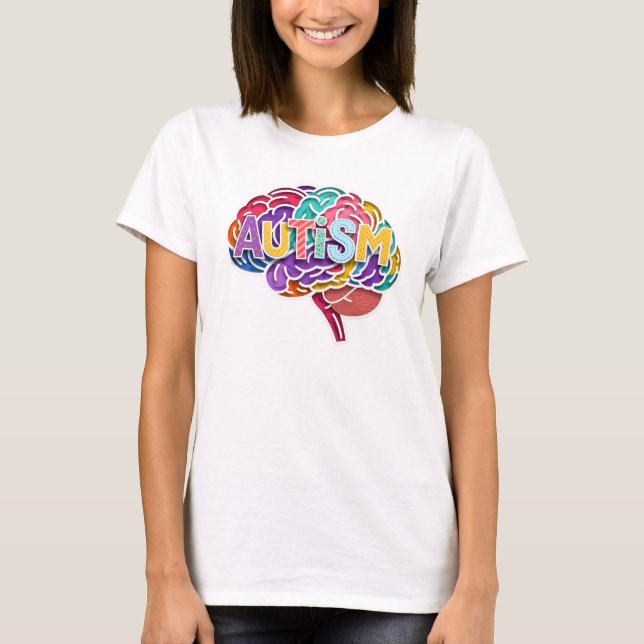 Camiseta Autismo Arco Arco-Íris Neurodiversificado Tipograf (Frente)