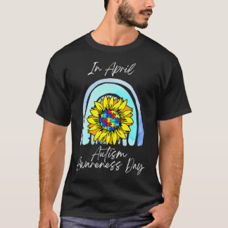 Camiseta Autismo Arco-Íris Em Abril Vestimos Autismo Azul A