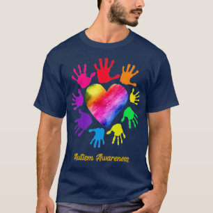 Camiseta Autismo Arco-Íris Vestimos Coração Arco-Íris P
