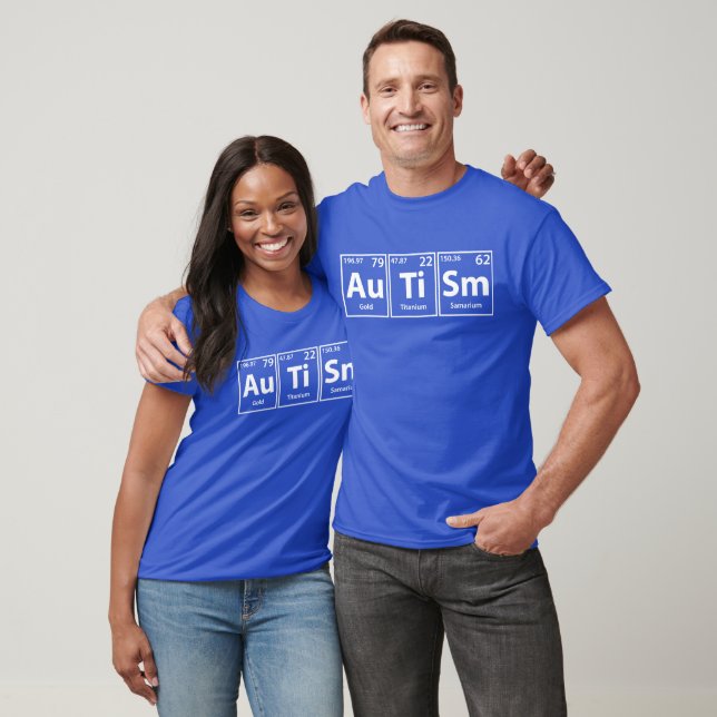 Camiseta Autismo (Au-Ti-Sm) Ortografia de Elementos Periódi (Unissex)