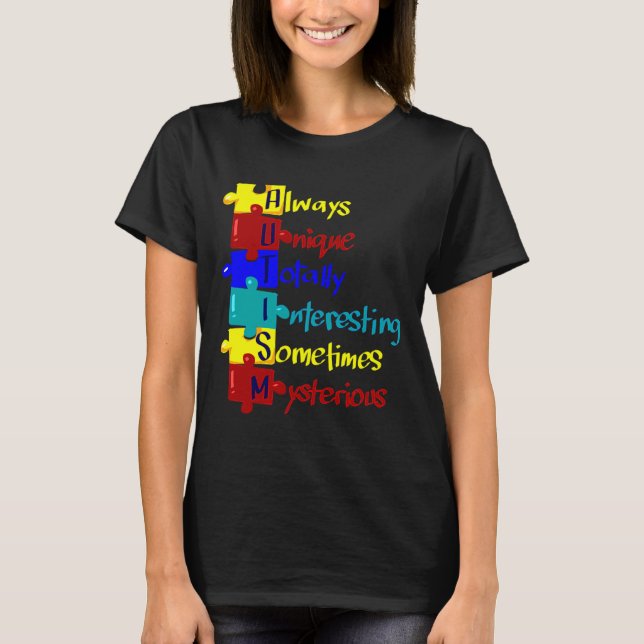 Camiseta Autismo Autismo Autismo Acrônimo Quebra-cabeça (Frente)