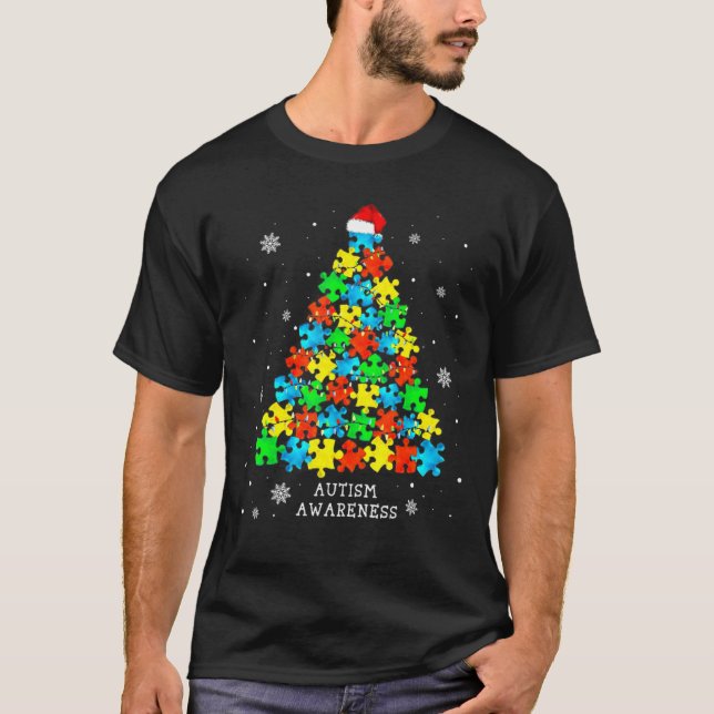 Camiseta Autismo Autismo Autismo Quebra-cabeça de Árvore de (Frente)
