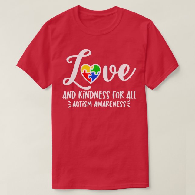 Camiseta Autismo autismo bondade amor puzz arco-íris (Frente do Design)