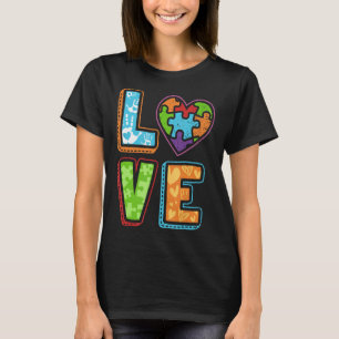 Camiseta Autismo-Autismo Consciência do Amor Quebra-cabeça