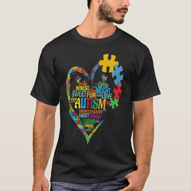 Camiseta Autismo Autismo do Coração Consciência para a Mãe  (Frente)