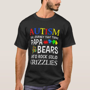 Camiseta Autismo-Autismo Pai Papai Urso Conscientização do