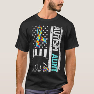Camiseta Autismo Autismo Tia Bear Autista - Bandeira Americ