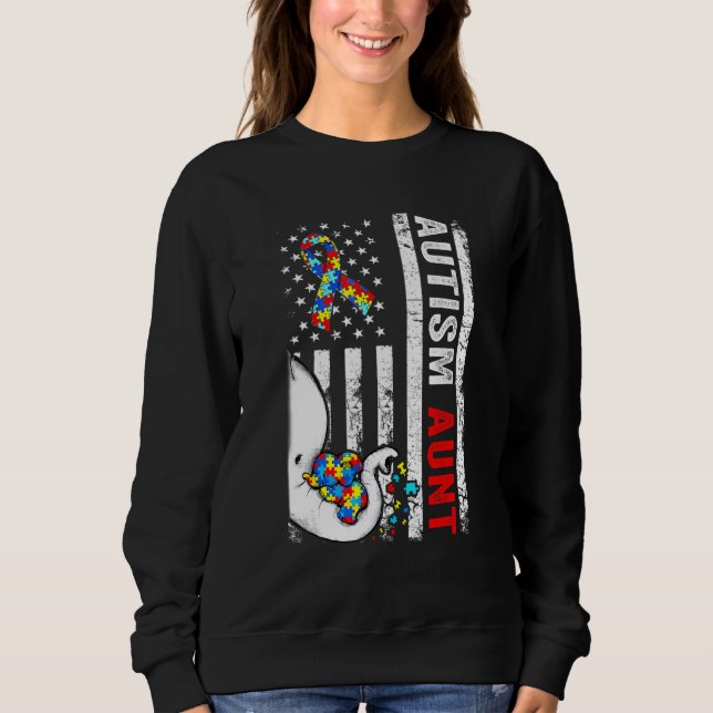 Camiseta Autismo Autismo Tia Puzz - Bandeira Americana (Frente)