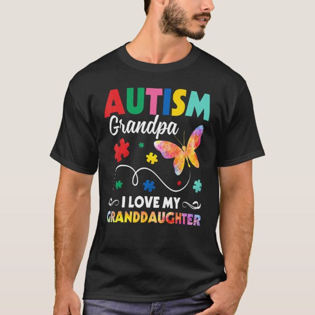 Camiseta Autismo Avô Eu Amo Minha Neta Borboleta (Frente)