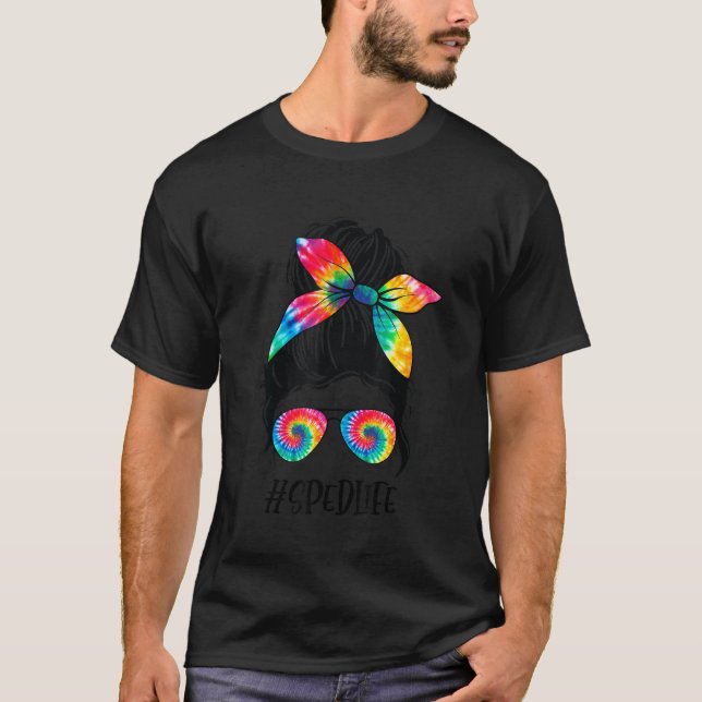 Camiseta Autismo Awa, professor de quebra-cabeça Messy Bun  (Frente)