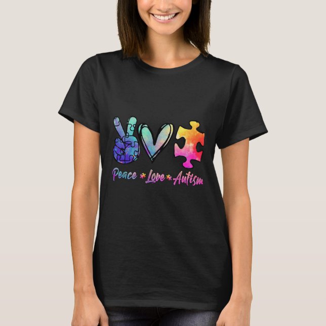 Camiseta Autismo Awarenesset Paz Amor Autismo (Frente)