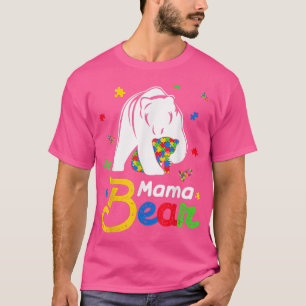 Camiseta Autismo Bonito Sensibilização da Família Urso Mama
