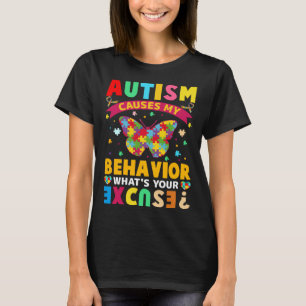 Camiseta Autismo Causa Meu Comportamento Qual é a sua descu