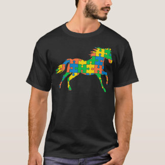 Camiseta Autismo Cavalo Autismo Mês Fita Quebra-cabeça Dife