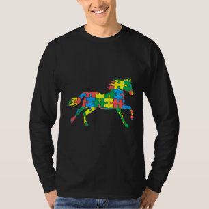 Camiseta Autismo Cavalo Autismo Mês Fita Quebra-cabeça Dife