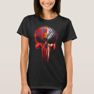 Camiseta Autismo Caveira Sensibilização Bandeira Americana