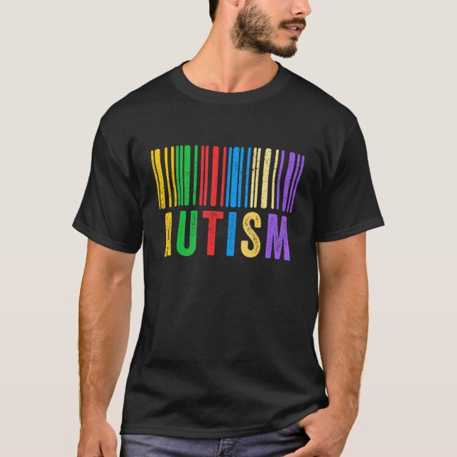Camiseta Autismo Código de Barras Conscientização sobre Aut (Frente)