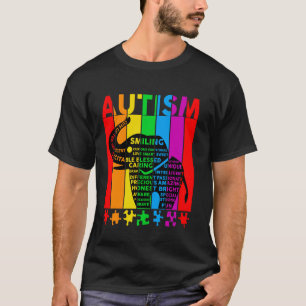 Camiseta Autismo Colorido Consciência Arco-Íris Quebra-cabe