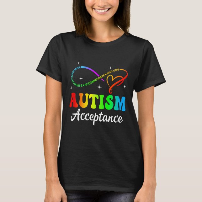 Camiseta Autismo Consciência Aceitação Infinidade Símbolo H (Frente)