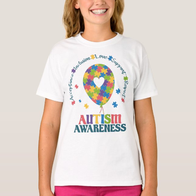 Camiseta Autismo Consciência amor coração Quebra-cabeça (Frente)