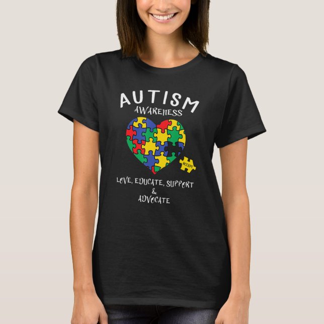 Camiseta Autismo Consciência Amor Educar Quebra-cabeça Advo (Frente)