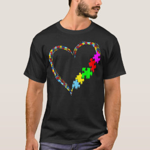Camiseta Autismo Consciência Amor Quebra-cabeça de Coração 