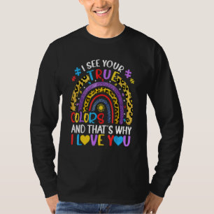 Camiseta Autismo Consciência Arco-Íris Eu Vejo Suas Verdade