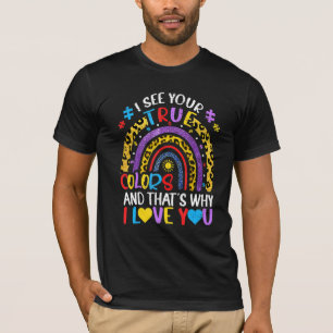 Camiseta Autismo Consciência Arco-Íris Eu Vejo Suas Verdade