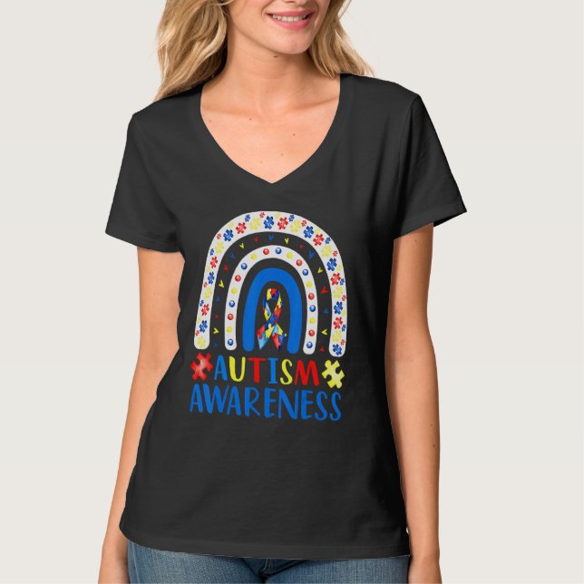 Camiseta Autismo Consciência Arco-Íris Quebra-cabeça Autism (Frente)
