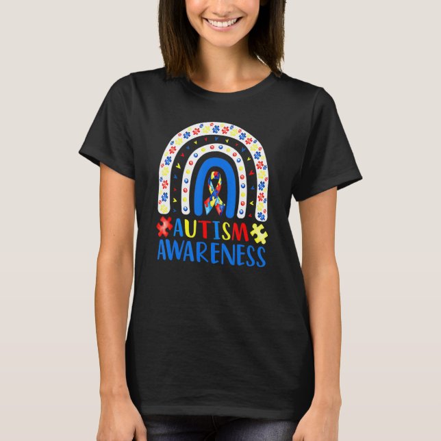Camiseta Autismo Consciência Arco-Íris Quebra-cabeça Autism (Frente)