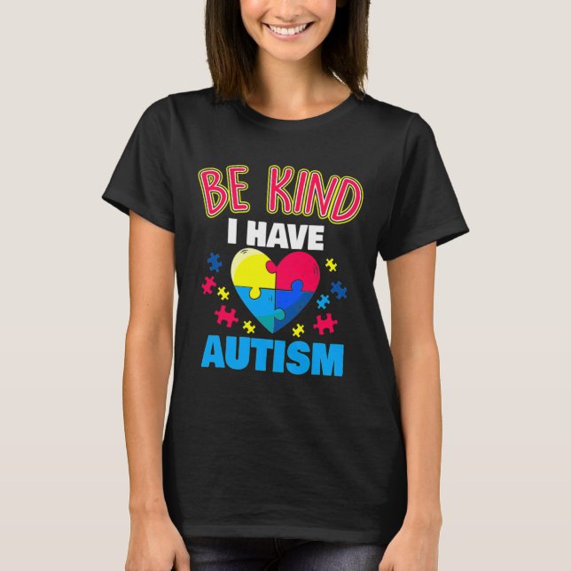 Camiseta Autismo Consciência Asperger Coração Quebra-cabeça (Frente)