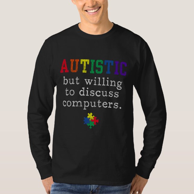 Camiseta Autismo Consciência Computador Engenheiro Crianças (Frente)