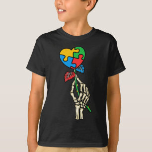 Camiseta Autismo Consciência do crânio Rosa Autismo Quebra-