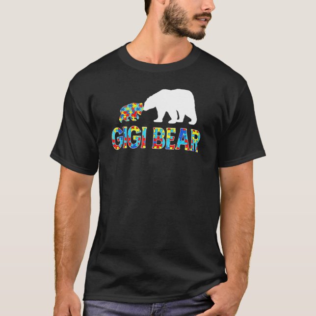 Camiseta Autismo Consciência Gigi Urso Quebra-cabeça Suport (Frente)