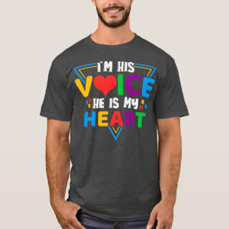Camiseta Autismo Consciência Ix27m Sua Voz Ele É Meu Coraçã