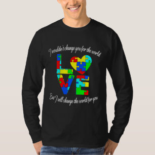 Camiseta Autismo Consciência Mês Amor Cita Com Quebra-cabeç