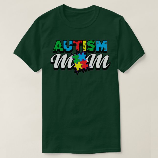 Camiseta Autismo Consciência Mês Orgulhoso Autismo Mãe Pai  (Frente do Design)