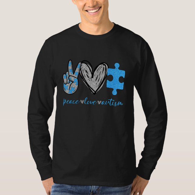 Camiseta Autismo Consciência Mês Quebra-cabeça Peece Paz Au (Frente)