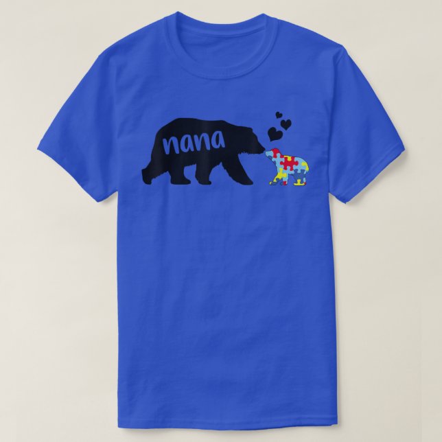 Camiseta Autismo Consciência Nana Bear Quebra-cabeça (Frente do Design)