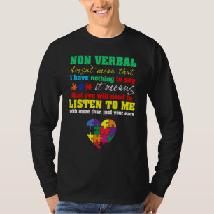 Camiseta Autismo Consciência Não Verbal não significa que A