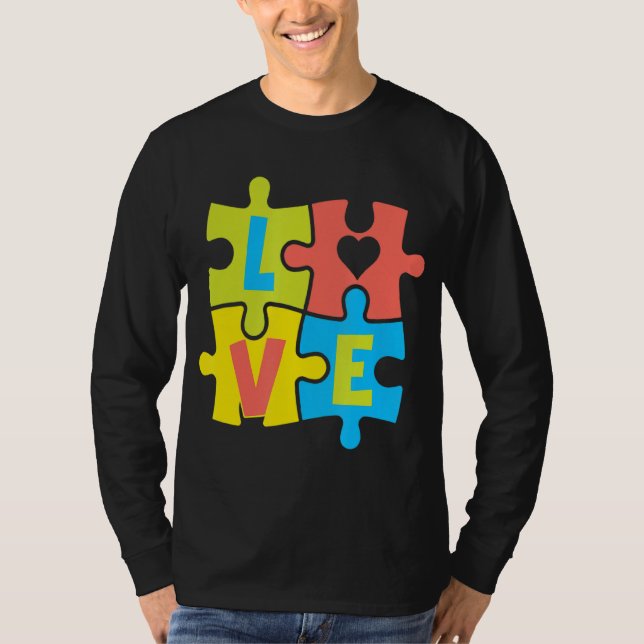 Camiseta Autismo Consciência Quebra-cabeça Amar Autismo Car (Frente)