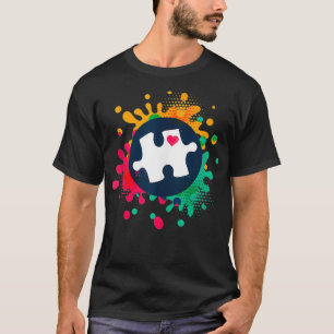 Camiseta Autismo Consciência Quebra-cabeça Piece Ama Apoio 