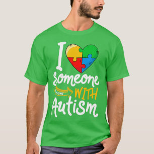 Camiseta Autismo Consciência Tia Engraçada Eu Amo Alguém Co