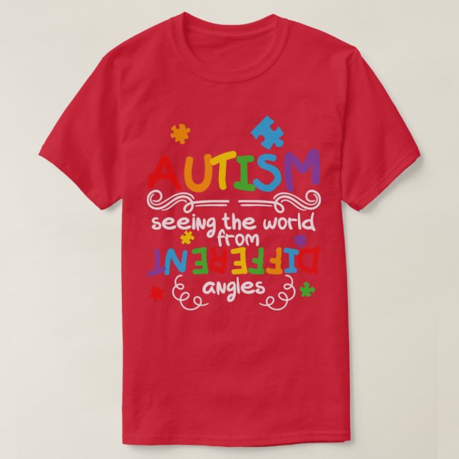 Camiseta Autismo Consciência Vendo o Mundo de um Diferente (Frente do Design)