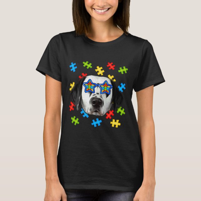 Camiseta Autismo Dalmático, Quebra-cabeça de óculos de sol, (Frente)